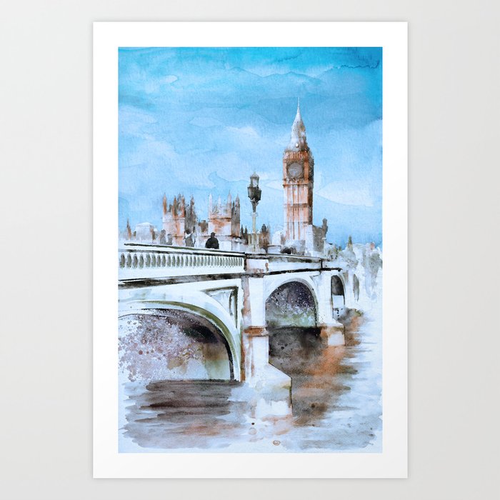 Watercolor Cityscape - London Calling Art Print