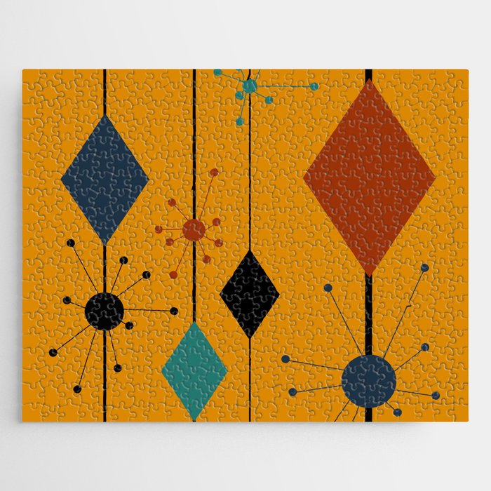 Mid century retro diamonds design 1960s 3 Jigsaw Puzzle