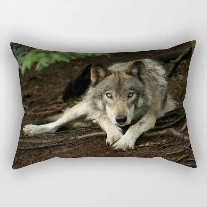 Intense Timber Wolf Rectangular Pillow