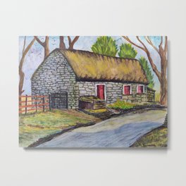 Old cottage Metal Print | Painting, Trees, Watercolor, Stone, Cottage, Rustic, Village, Abaarovaart, Road, Old 