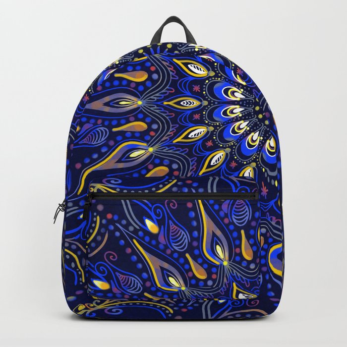 Electric Blue Boho Mandala Backpack