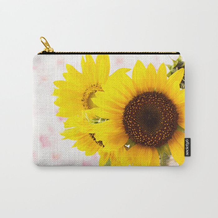 Yellow flowers.  Yellow sunflowers. Flowers on a light background Carry-All Pouch