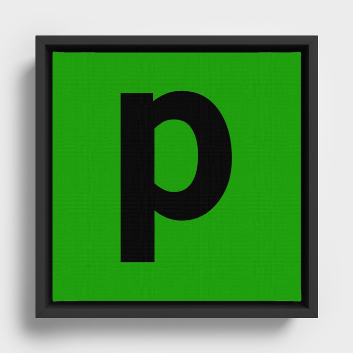letter P (Black & Green) Framed Canvas