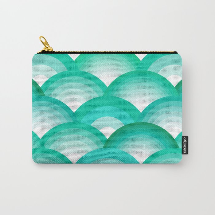Forever Rainbow Mermaid's Scallops in Aqua Carry-All Pouch