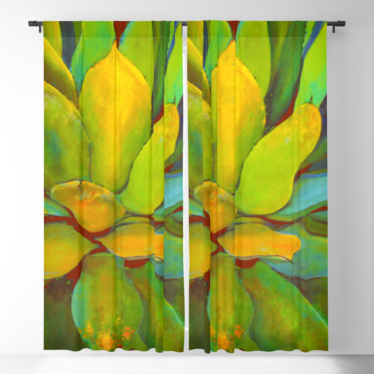 Colorful Modern Abstract Agave Cactus Inspired Art Blackout