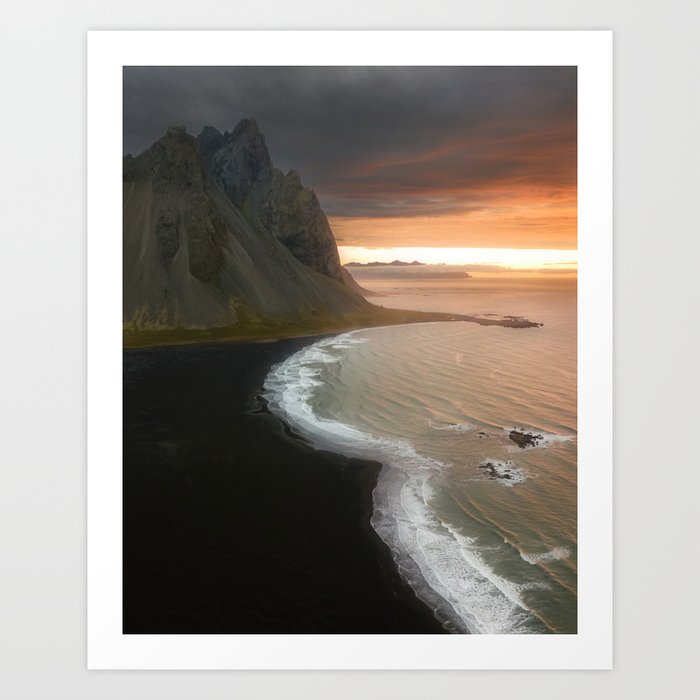Dreamy Sunrise At Iceland's Black Sand Beach  Art Print