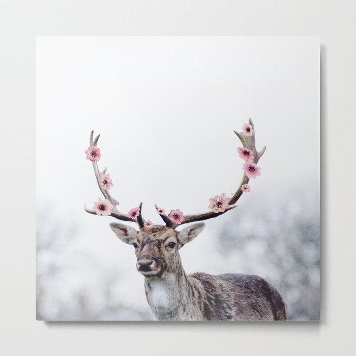 Blossom Deer Metal Print