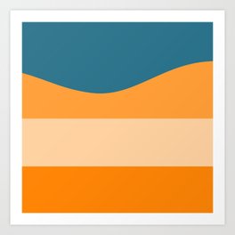 Minimalistic Wave Colorful Retro Art Pattern Design Art Print