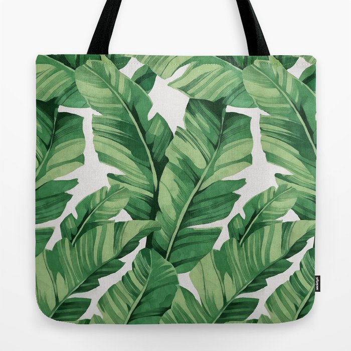 Tropical banana leaves Tote Bag
