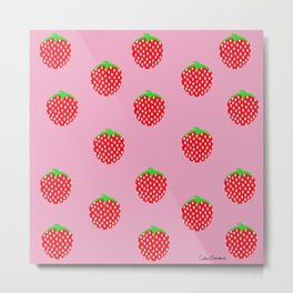 Berry Beautiful Summer Metal Print | Fruitpattern, Pattern, Strawberries, Red, Summerfun, Summerpattern, Strawberryred, Strawberrypattern, Graphicdesign, Strawberrypink 