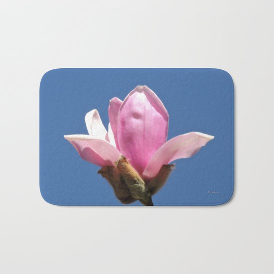 Magnolia Blossom on a Sky Blue Field Bath Mat