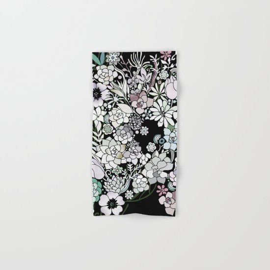 Colorful black detailed floral pattern Hand & Bath Towel