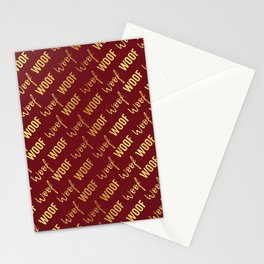 Dog Woof Quotes Red Yellow Gold Stationery Card