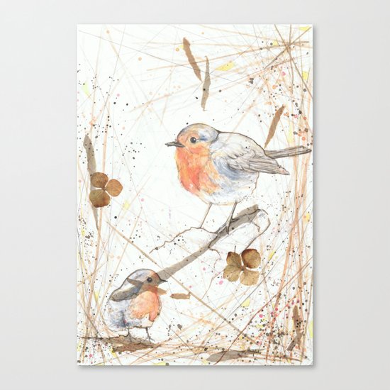 Kleine rote Vögelchen (Little red birdies) Canvas Print