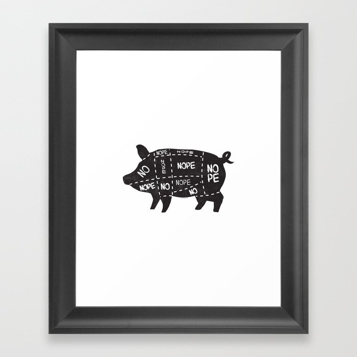 alternative pig meat cut chart vegan and vegetarian Framed Art Print