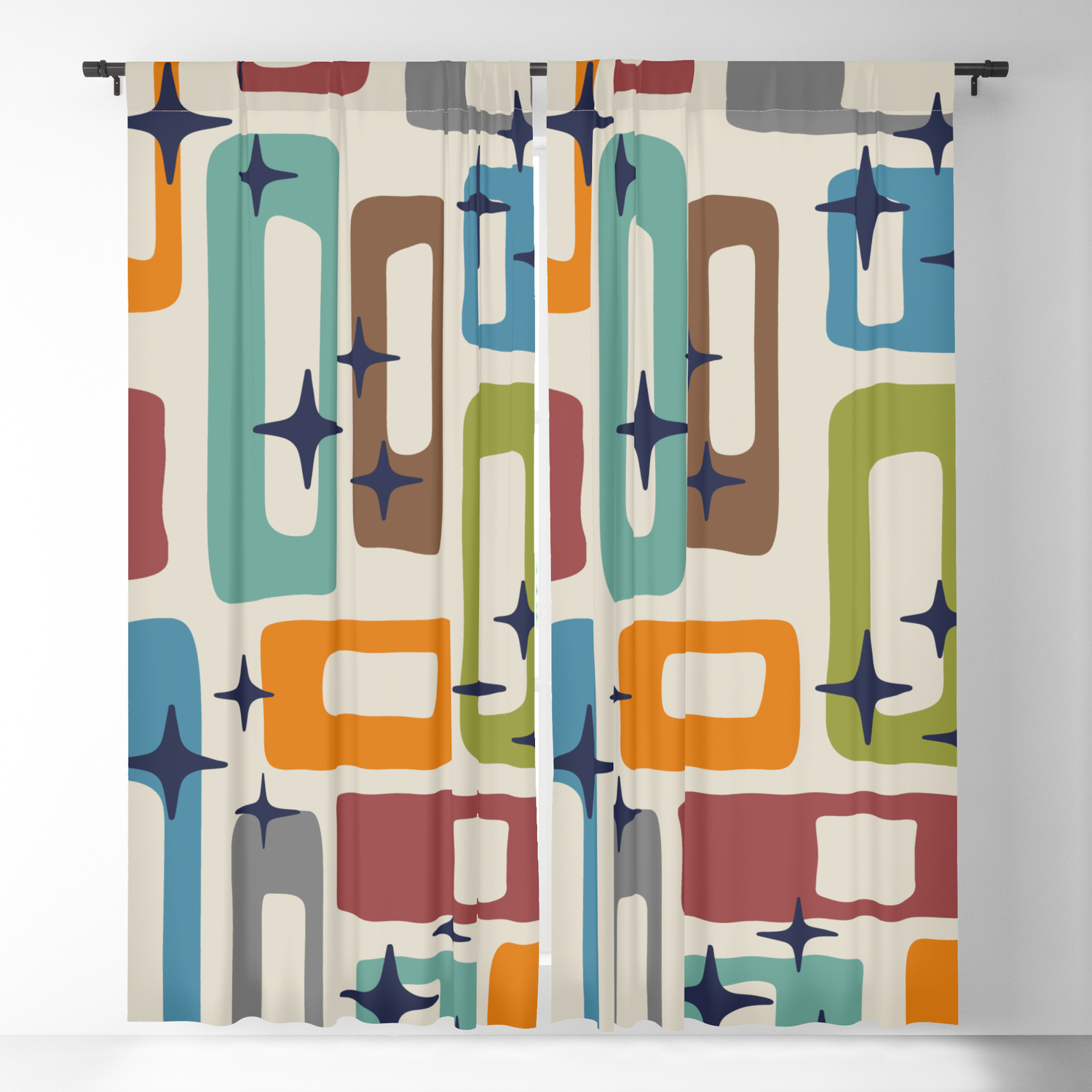 Retro Mid Century Modern Abstract Pattern 224 Blackout Curtain By Tonymagner Society6