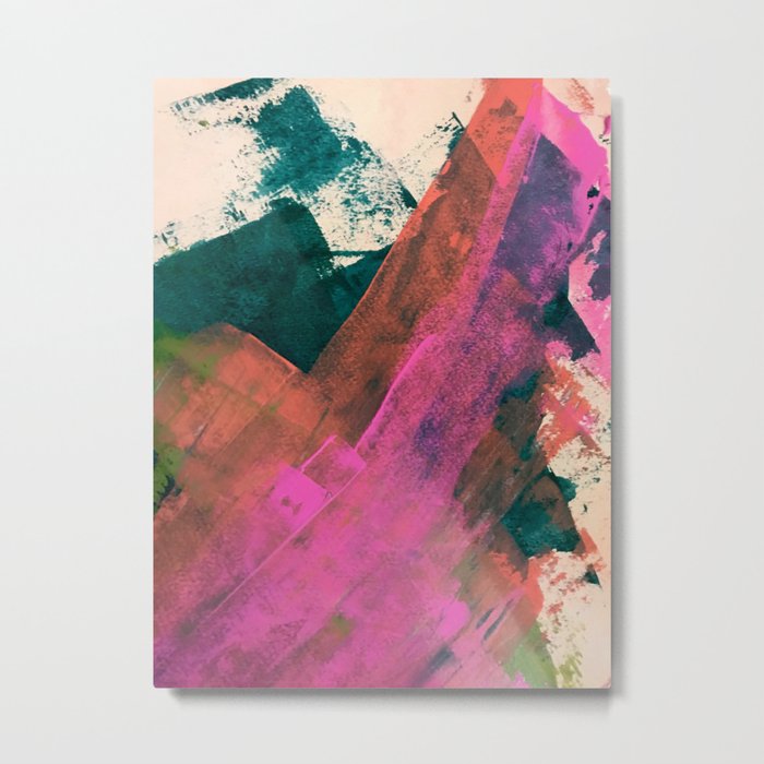 Expand [2]: a colorful, minimal abstract piece in pinks, green, and blue Metal Print