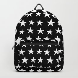 Star Pattern White On Black Backpack