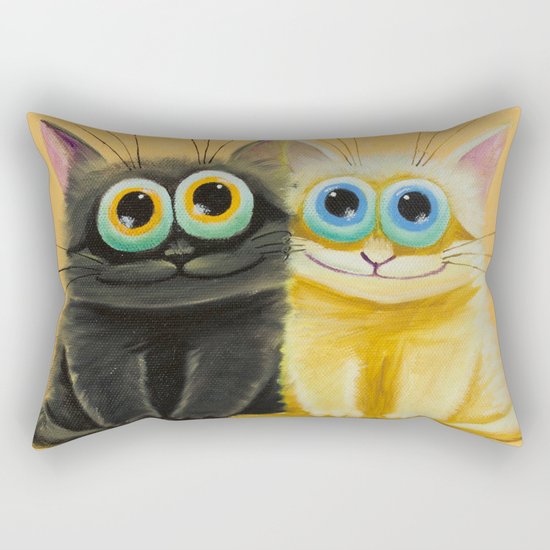 cat play Rectangular Pillow