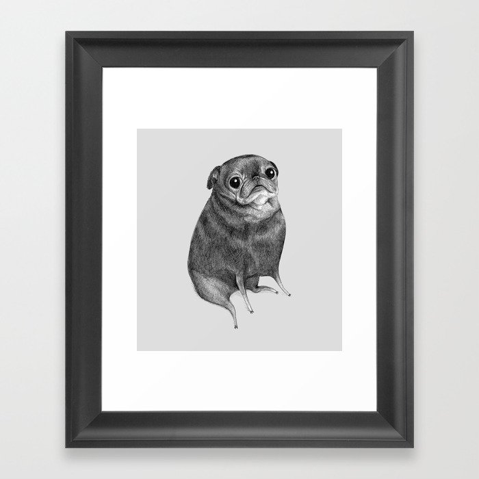 Sweet Black Pug Framed Art Print