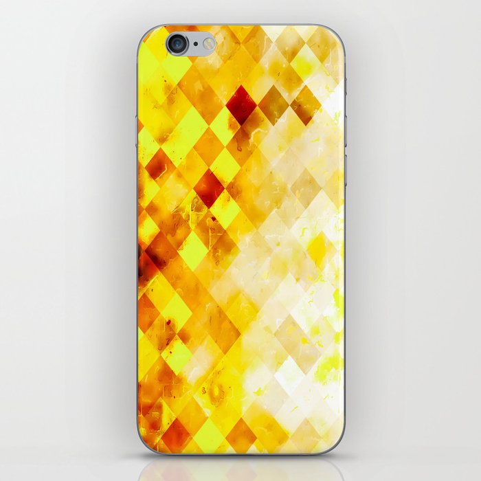 geometric pixel square pattern abstract background in brown yellow iPhone Skin