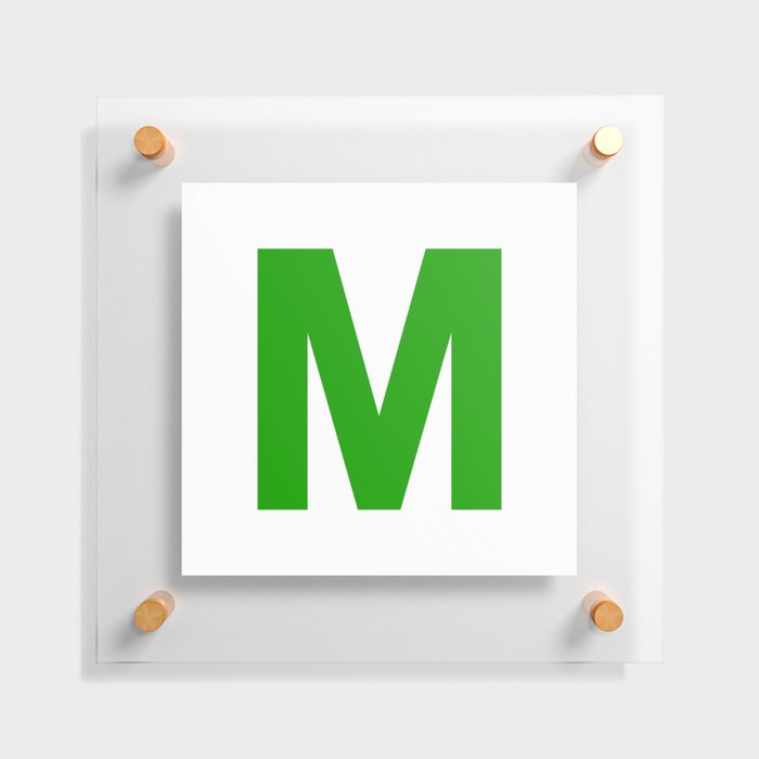 Letter M (Green & White) Floating Acrylic Print
