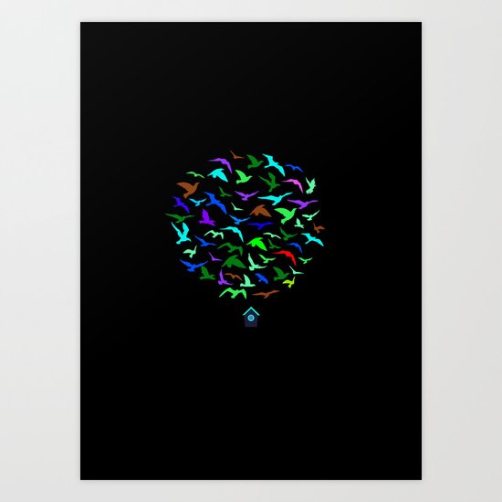 Birds New Home Color Art Print