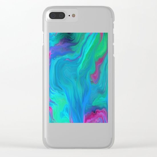 AGATE BLUE ABSTRACT OIL PAINTING Clear iPhone Case
