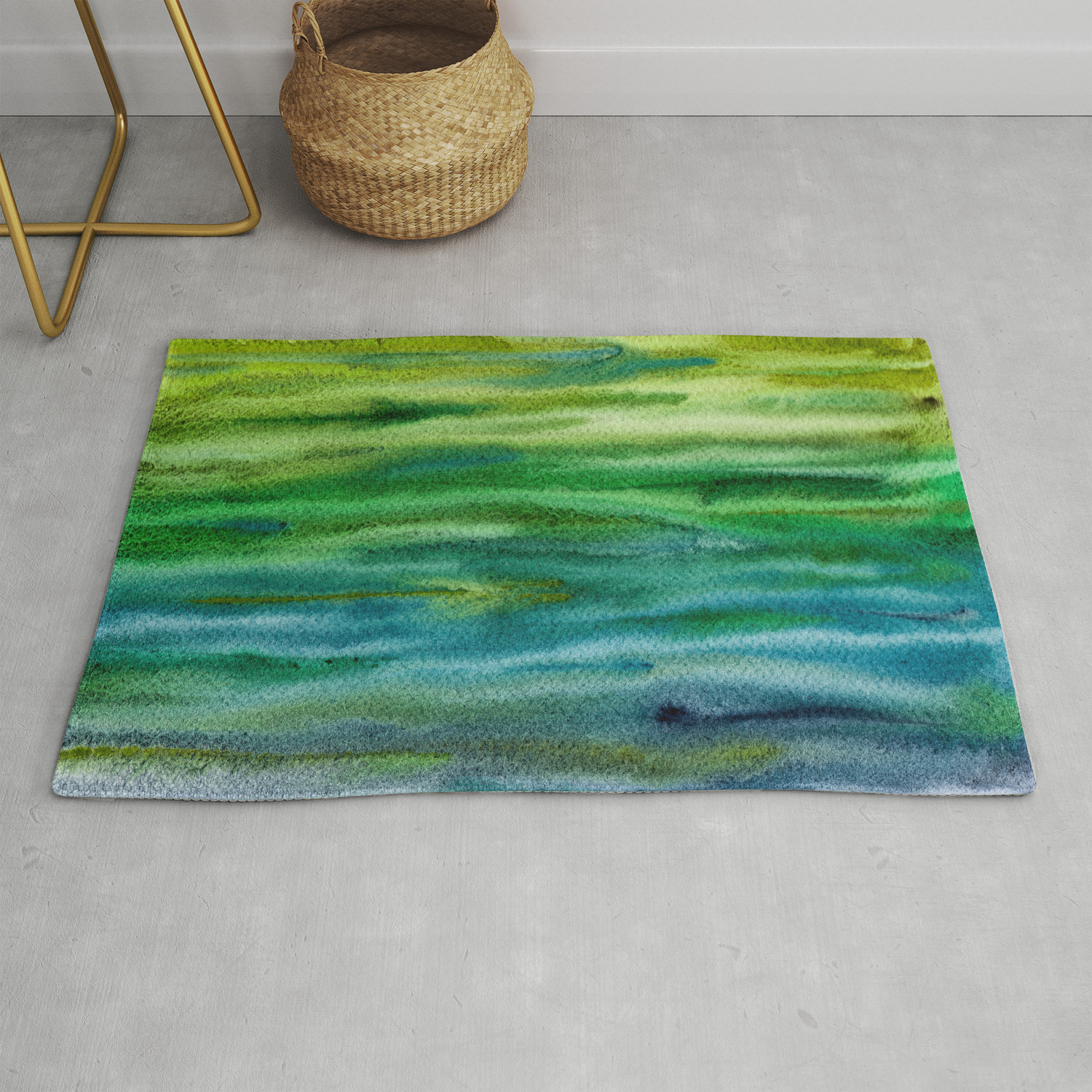 Blue Green Woodgrain Abstract Rug By Kathryntewson Society6
