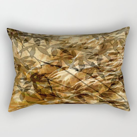 Golden Leaf Shadows Abstract Rectangular Pillow