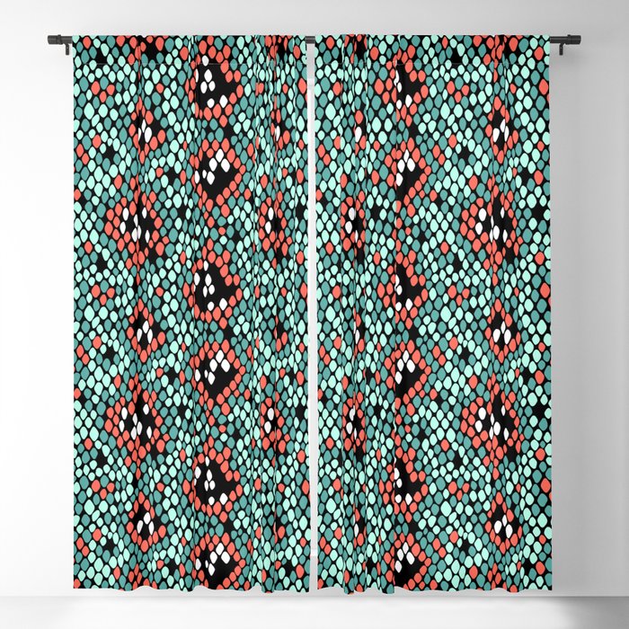 Snakeskin Pattern (Coral and Mint) Blackout Curtain