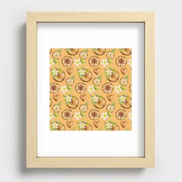 Christmas Pattern Watercolor Wooden Floral Flower Recessed Framed Print