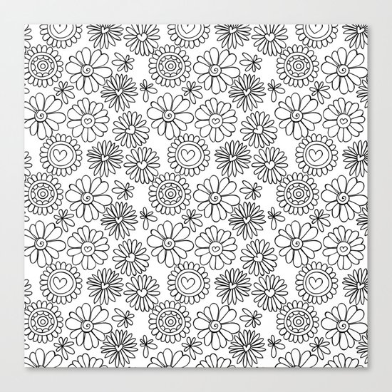 Doodle floral pattern Canvas Print