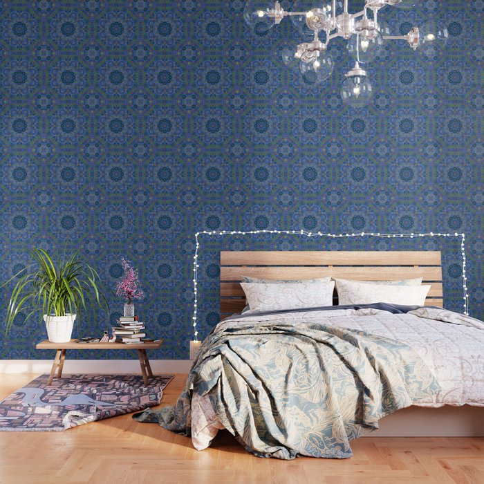 Antique Moroccan Midnight Flowers Wallpaper