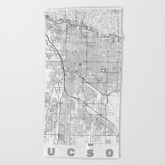 Tucson Map Line Beach Towel
