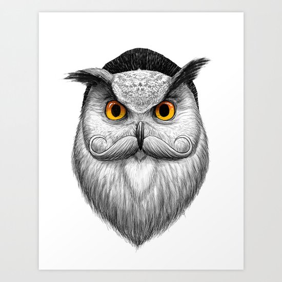 bearded owl Art Print