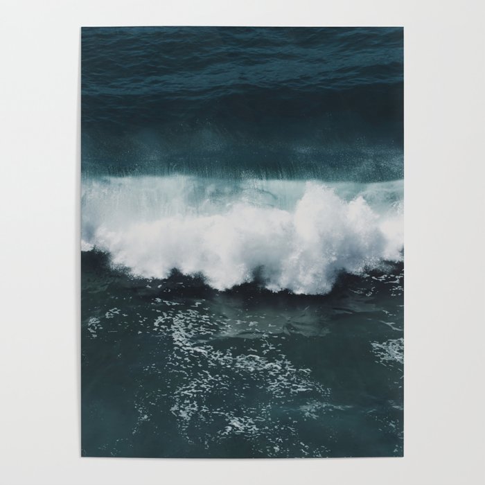Crashing Waves two - aerial ocean - sea travel photography Poster