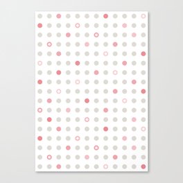 White Pink Mid Mod Flower Polka Dots Canvas Print