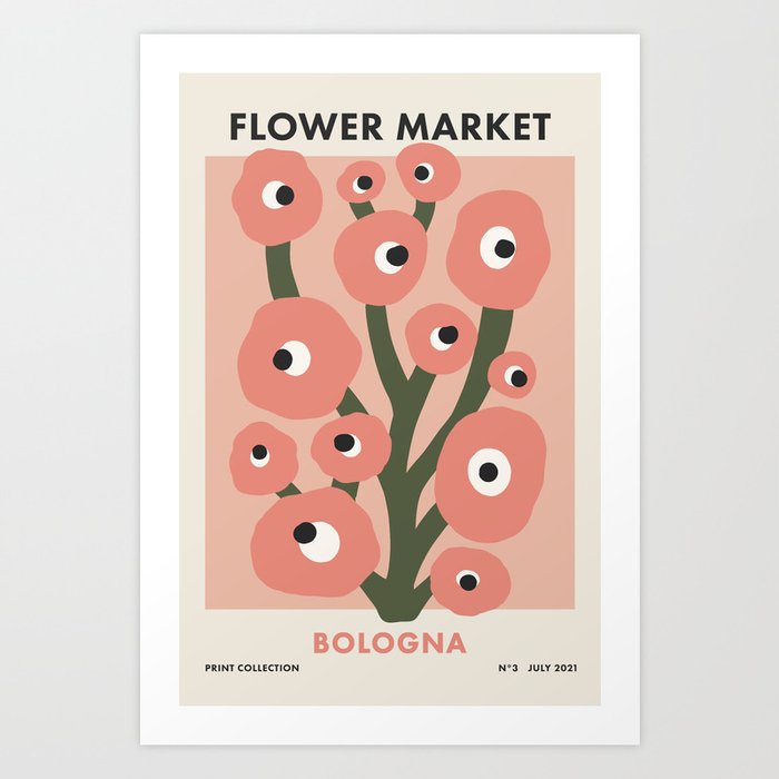 Flower Market Italy, Abstract Playful Floral Print Art Print