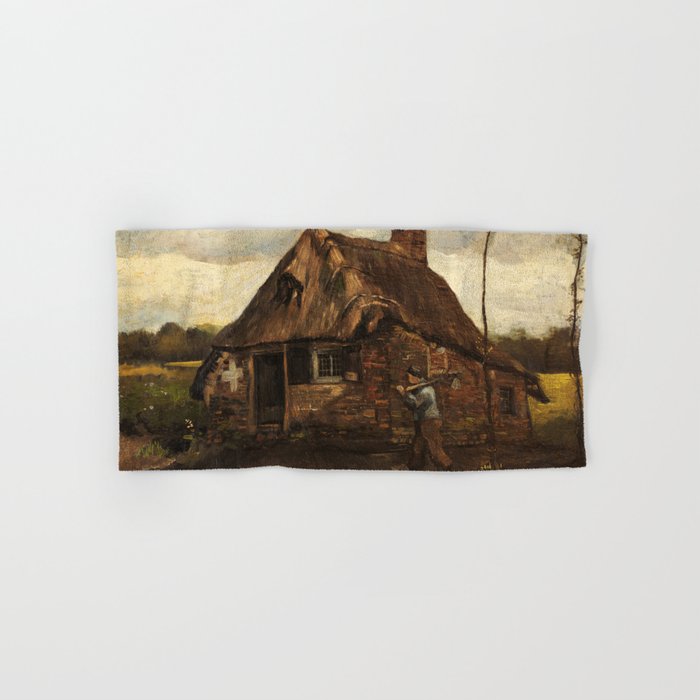 Cottage with Peasant Coming Home, 1885 by Vincent van Gogh Hand & Bath Towel