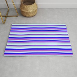 [ Thumbnail: Blue, Orchid, Light Blue & Light Cyan Colored Pattern of Stripes Rug ]