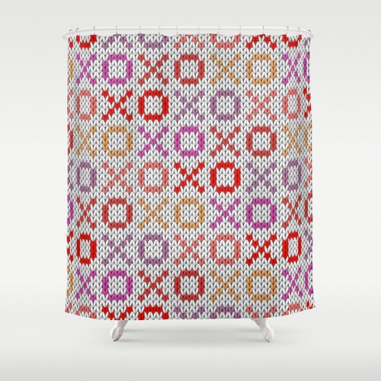 XOXO pattern - light Shower Curtain by Knitted Cake Society6