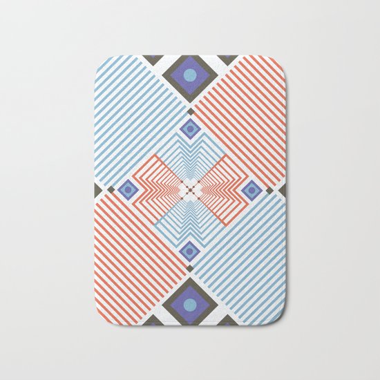 Blue red stripes Bath Mat
