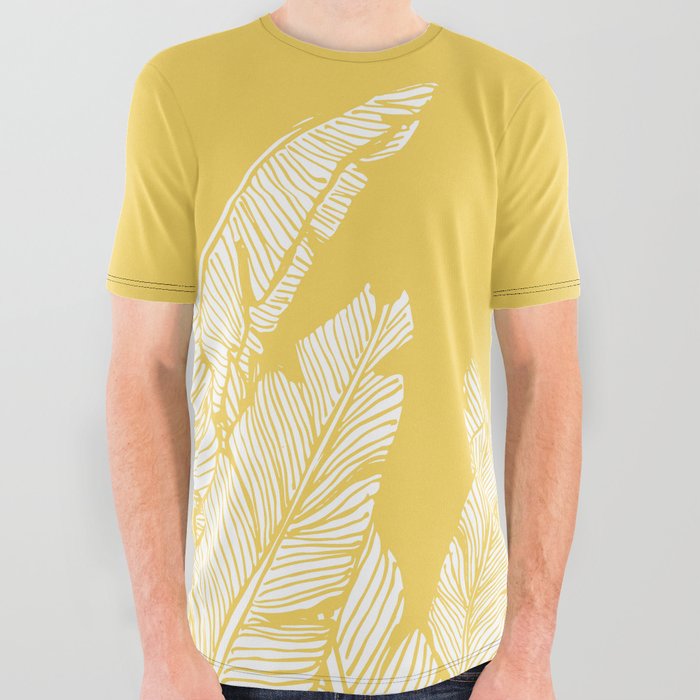 Banana Leaves on Yellow All Over Graphic Tee by DesigndN | Society6