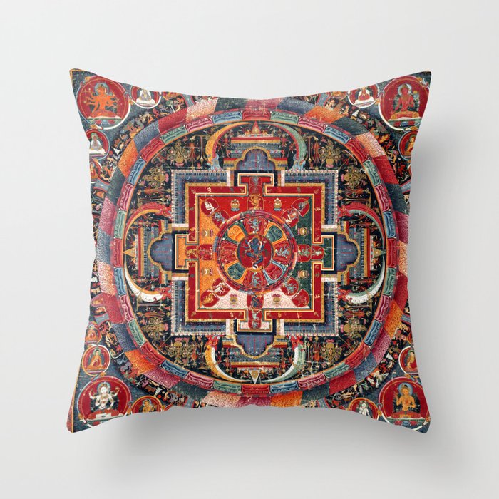 Twenty-three Deity Nairatma Mandala Thangka Tibetan Buddhist art Throw Pillow