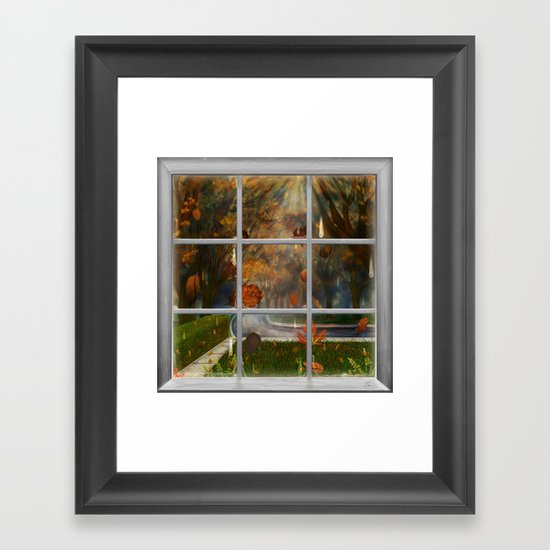 One Rainy Day In The Fall - Painting Framed Art Print