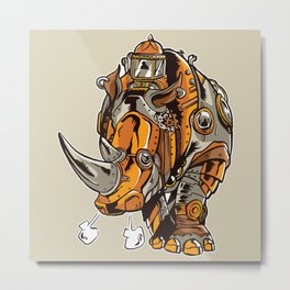 Steampunk Rhino Metal Print