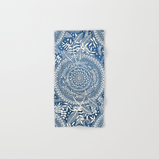 Diamond and Doodle Mandala On Blue Hand & Bath Towel