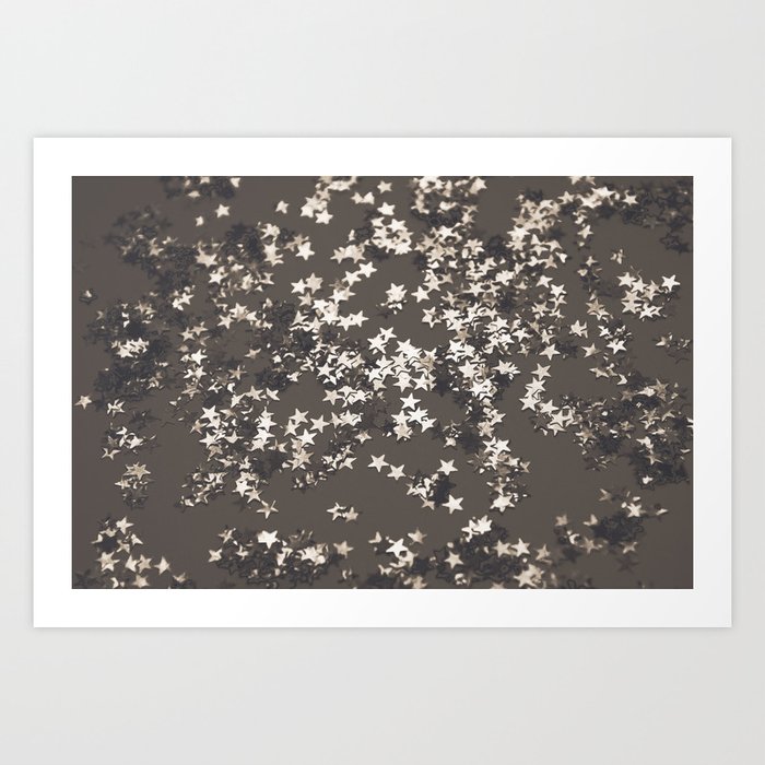 Sepia Night Glitter Stars #1 (Faux Glitter) #shiny #decor #art #society6 Art Print