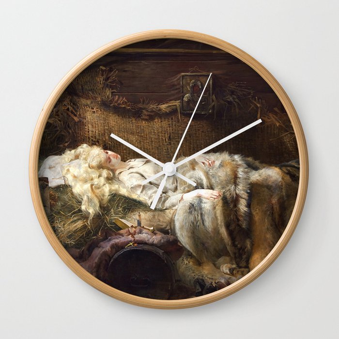 The Death Of Ellenai portrait painting by Jacek Malczewski Wall Clock